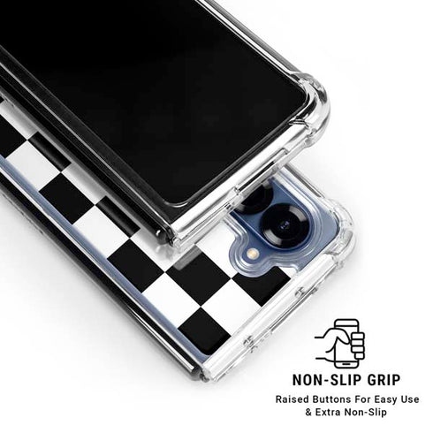 Black and White Checkered Galaxy Z Fold6 Clear Case